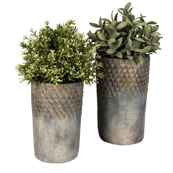 Clayre &amp; Eef   | Bloempot Binnen Grijs &oslash; 14x23 cm | 6TE0365L