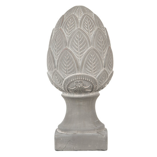 Clayre &amp; Eef   | Decoratie Beeld Dennenappel Grijs &oslash; 16x33 cm | 6TE0398L