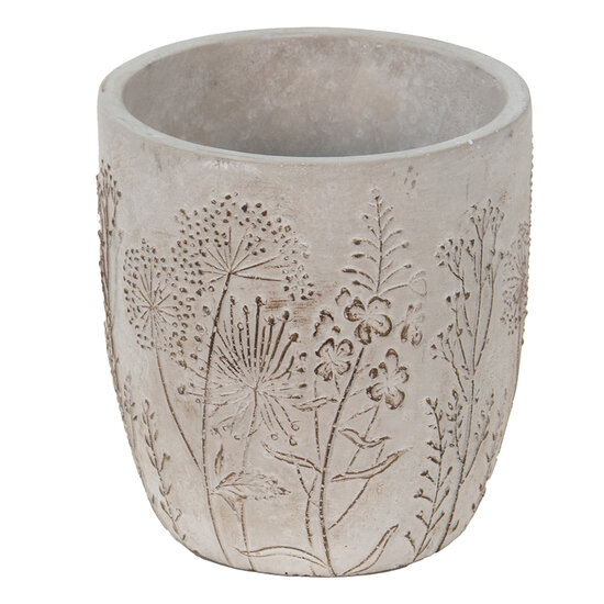 Clayre &amp; Eef   | Bloempot Binnen Grijs, Beige &oslash; 13x14 cm | 6TE0404S