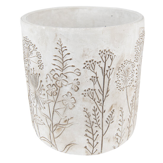 Clayre &amp; Eef   | Bloempot Binnen Grijs, Beige &oslash; 13x14 cm | 6TE0406S