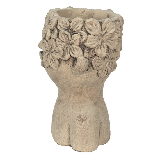 Clayre &amp; Eef   | Bloempot Binnen Grijs, Bruin 17x16x25 cm | 6TE0440