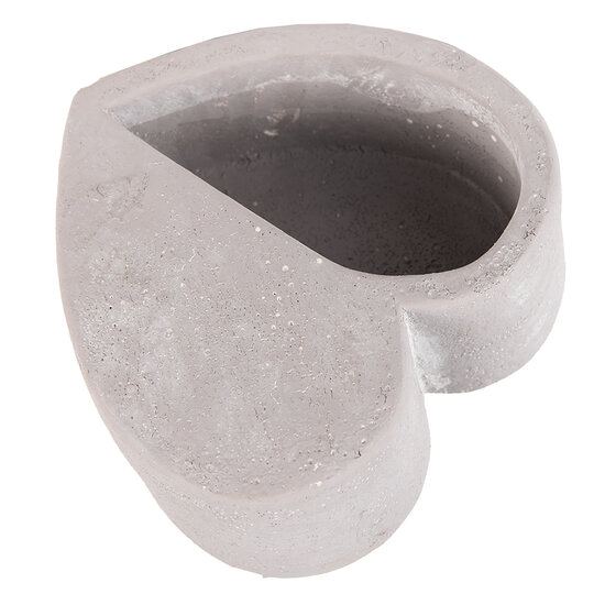 Clayre &amp; Eef   | Bloempot Hart Grijs 13x13x6 cm | 6TE0447