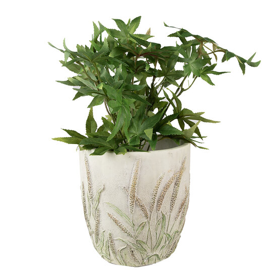 Clayre &amp; Eef   | Bloempot Binnen Beige Groen &oslash; 16x17 cm | 6TE0463M