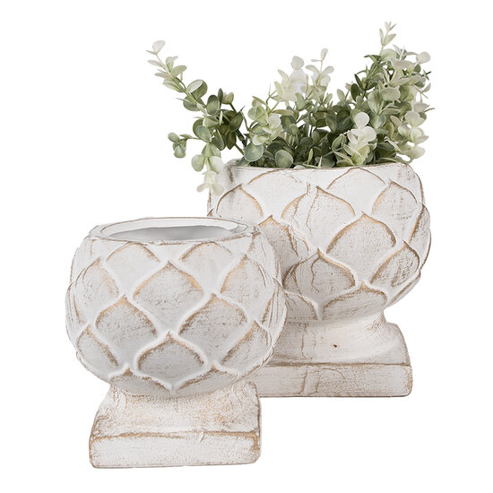 Clayre &amp; Eef   | Bloempot Wit &oslash; 14x14 cm | 6TE0511S