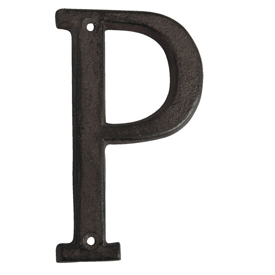 Clayre &amp; Eef   | IJzeren Letter P Bruin 8x1x13 cm | 6Y0840-P