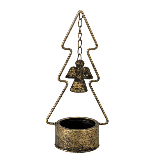 Clayre &amp; Eef   | Kandelaar Kerstboom Koperkleurig 10x8x24 cm | 6Y4512