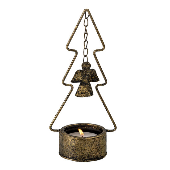 Clayre &amp; Eef   | Kandelaar Kerstboom Koperkleurig 10x8x24 cm | 6Y4512