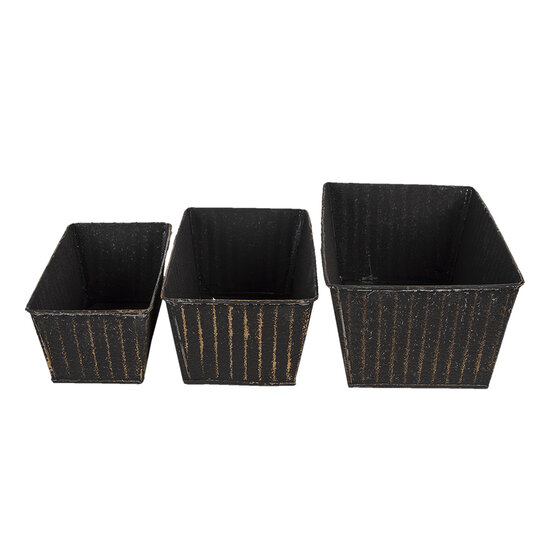 Clayre &amp; Eef   | Bloempotten Binnen Set van 3 Zwart 26x17x12 / 23x14x10 / 21x11x9 cm | 6Y4626