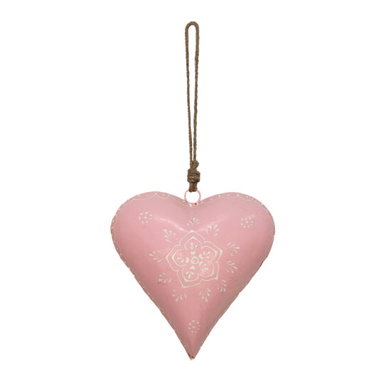 Clayre &amp; Eef   | Decoratie hanger Hart Roze 20x6x20 cm | 6Y4814L