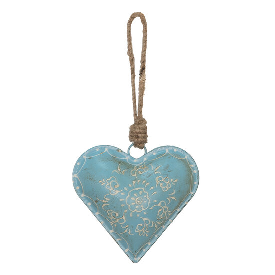 Clayre &amp; Eef   | Decoratie hanger Hart Blauw 10x2x10 cm | 6Y4816M