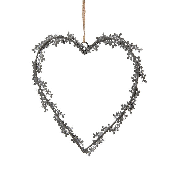 Clayre &amp; Eef   | Decoratie hanger hart Grijs 20x1x20 cm | 6Y5562