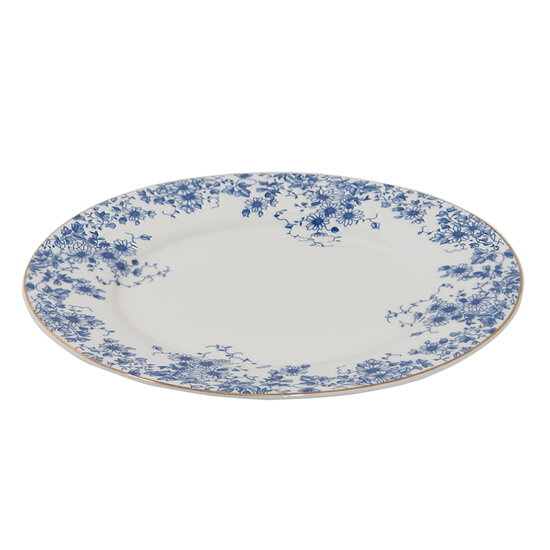 Clayre &amp; Eef   | Servies Dinerbord Wit, Blauw &oslash; 26x2 cm | BFLFP