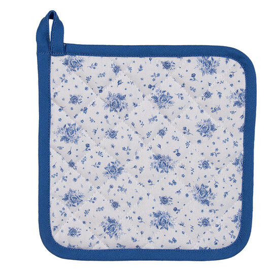 Clayre &amp; Eef   | Pannenlap Beige, Blauw 20x20 cm | BRB45