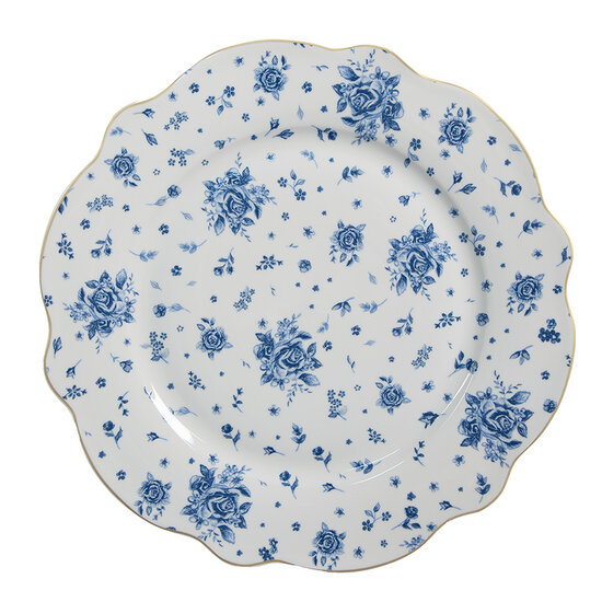 Clayre &amp; Eef   | Servies Dinerbord Wit Blauw &oslash; 27x2 cm | BRBFP