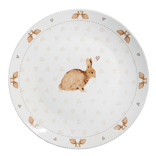 Clayre &amp; Eef   | Servies Dinerbord Wit Bruin &oslash; 26x2 cm | BSLCFP