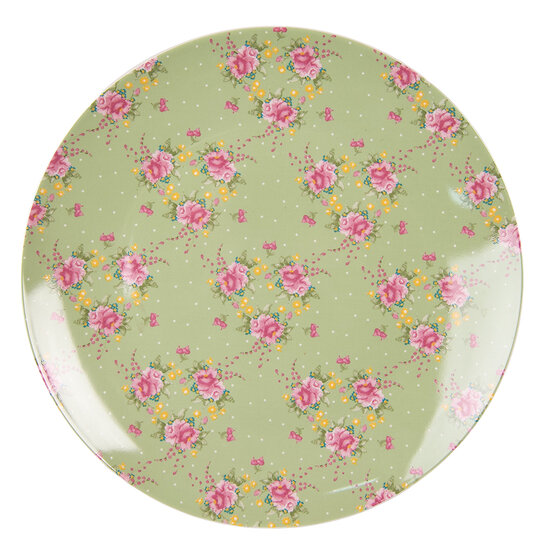 Clayre &amp; Eef   | Servies Groot Bord Groen, Beige, Roze &oslash; 26x2 cm | CHBFP