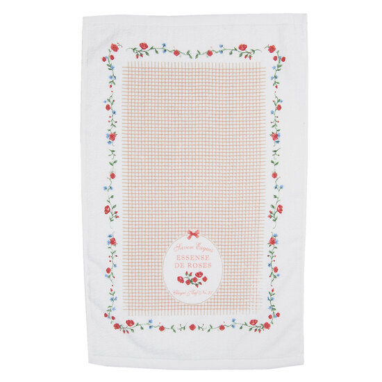 Clayre &amp; Eef   | Gastendoekje Wit, Groen, Rood 40x66 cm | CT008