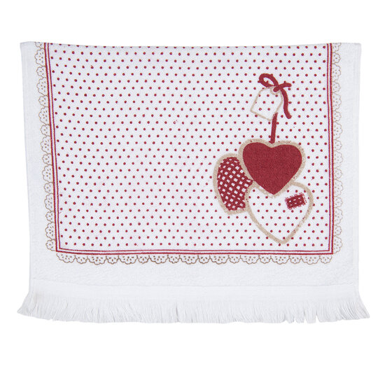 Clayre &amp; Eef   | Gastendoekje Rood, Wit 40x66 cm | CT010