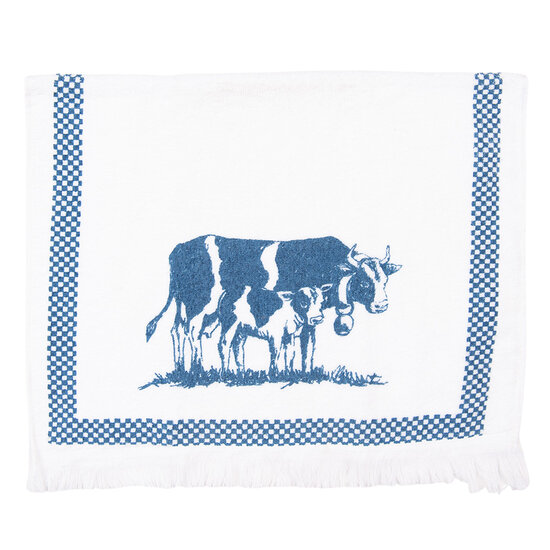 Clayre &amp; Eef   | Gastendoekje Wit, Blauw 40x66 cm | CT019