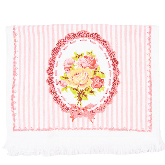 Clayre &amp; Eef   | Gastendoekje Wit, Roze, Geel 40x66 cm | CT020