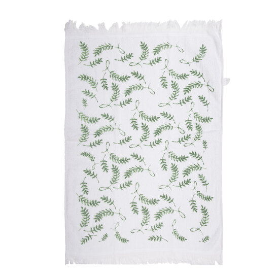 Clayre &amp; Eef   | Gastendoekje Wit Groen 40x66 cm | CT027