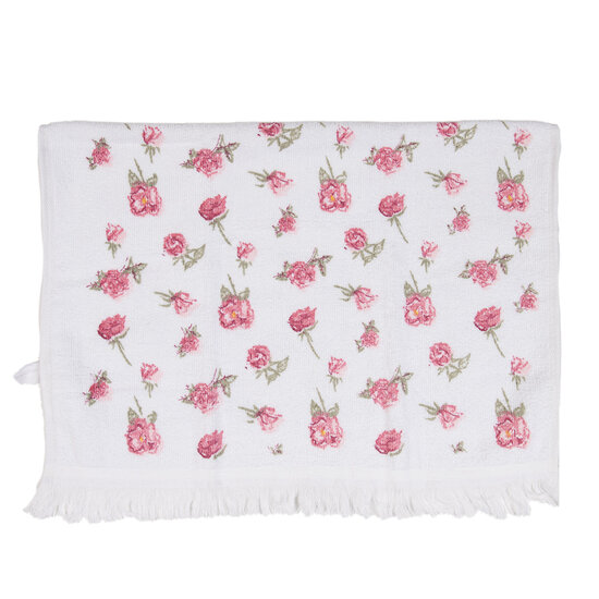 Clayre &amp; Eef   | Gastendoekje Wit Roze 40x66 cm | CT029