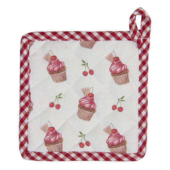 Clayre &amp; Eef   | Kind Pannenlap Rood, Roze 16x16 cm | CUP45K