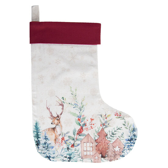 Clayre &amp; Eef   | Kerstsok Decoratie, Wit, Meerkleurig 30x1x40 cm | DCH203