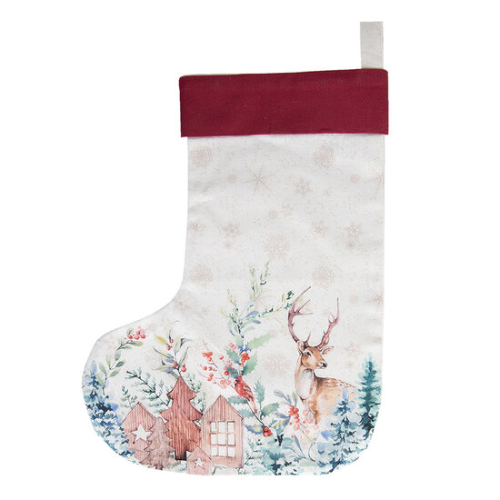 Clayre &amp; Eef   | Kerstsok Decoratie, Wit, Meerkleurig 30x1x40 cm | DCH203