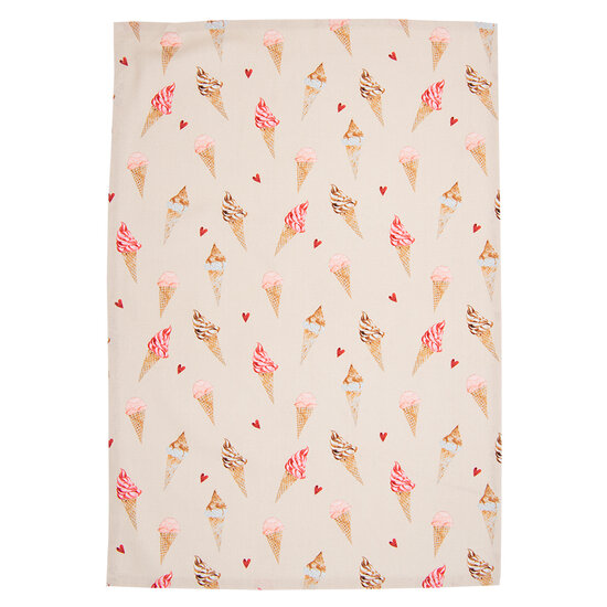 Clayre &amp; Eef   | Theedoek Beige Roze 50x70 cm | FAS42-2