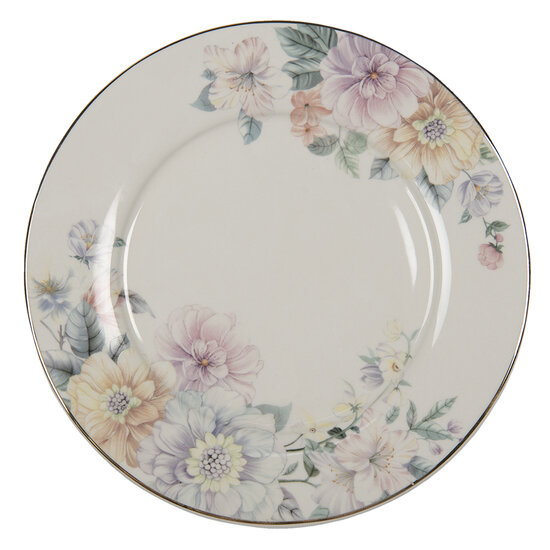 Clayre &amp; Eef   | Servies Dinerbord Beige, Roze &oslash; 26x2 cm | FLOFP