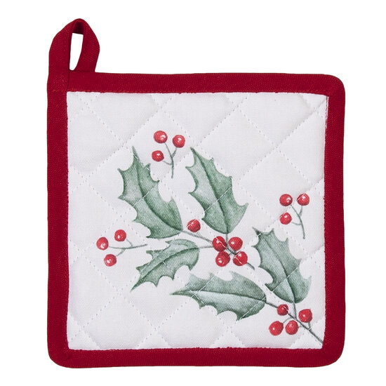 Clayre &amp; Eef   | Kind Pannenlap Wit, Rood, Groen 16x16 cm | HCH45K