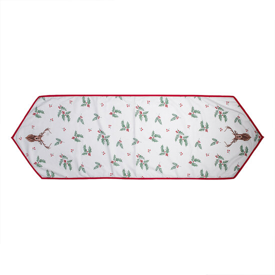 Clayre &amp; Eef   | Tafelloper Kerst Wit, Rood, Groen 50x160 cm | HCH65