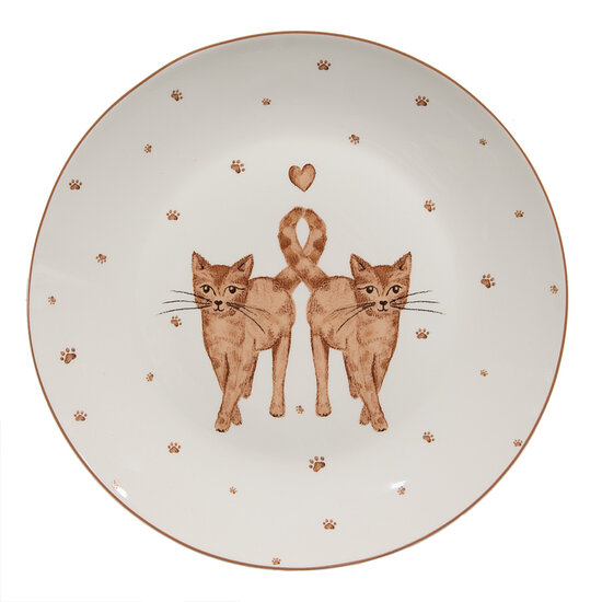 Clayre &amp; Eef   | Servies Dinerbord Wit Bruin &oslash; 20x2 cm | KCSDP