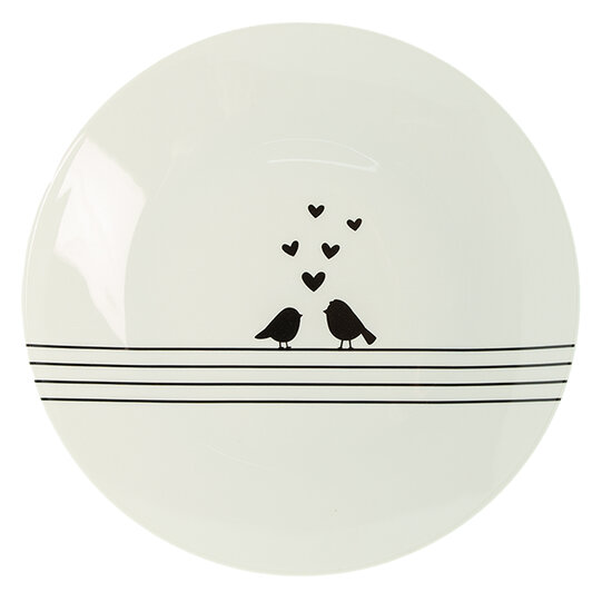 Clayre &amp; Eef   | Servies Dinerbord Wit, Zwart &oslash; 26x2 cm | LBSFP