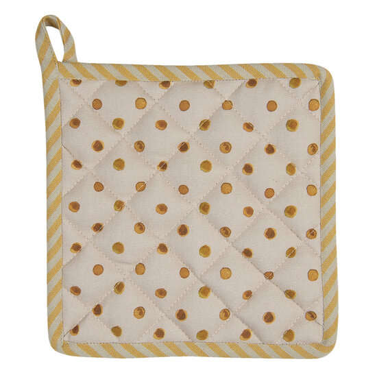 Clayre &amp; Eef   | Pannenlap Beige, Geel 20x20 cm | LEL45