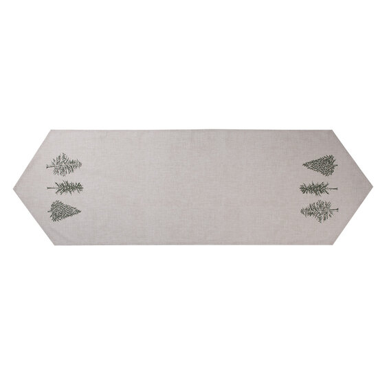 Clayre &amp; Eef   | Tafelloper Beige Groen 50x160 cm | NPT65