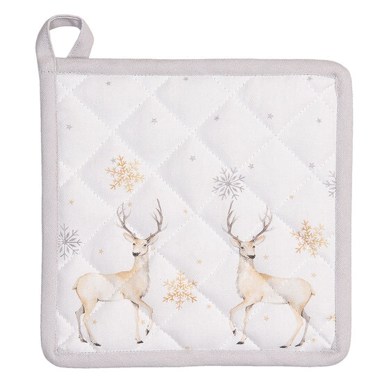 Clayre &amp; Eef   | Pannenlap Wit Beige 20x20 cm | PCH45