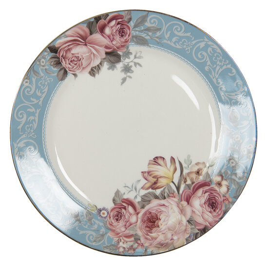 Clayre &amp; Eef   | Servies Dinerbord Blauw, Wit &oslash; 26x2 cm | PECFP