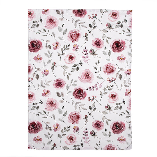 Clayre &amp; Eef   | Theedoek Wit Roze Groen 50x70 cm | RUR42