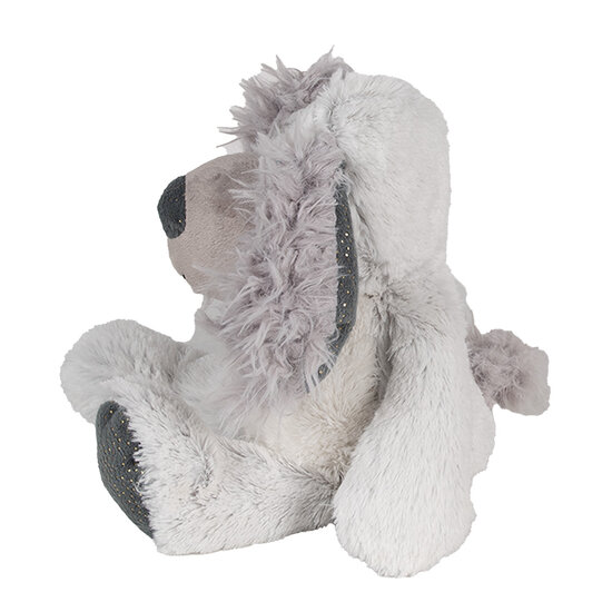 Clayre &amp; Eef   | Decoratie Knuffel Hond Grijs Wit 18x22x32 cm | TW0592