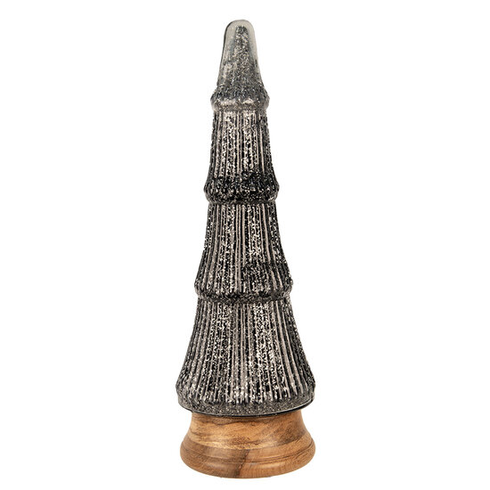 Clayre &amp; Eef   | Kerstdecoratie Kerstboom Zilverkleurig Zwart &oslash; 15x44 cm | 65387