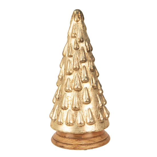 Clayre &amp; Eef   | Kerstdecoratie Kerstboom Goudkleurig &oslash; 15x32 cm | 65390