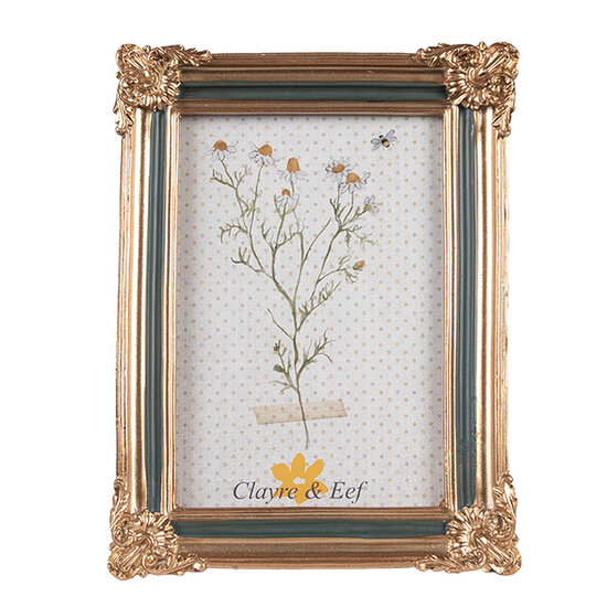 Clayre &amp; Eef   | Fotolijst Goudkleurig Groen 13x2x18 cm / 10x15 cm | 2F1148