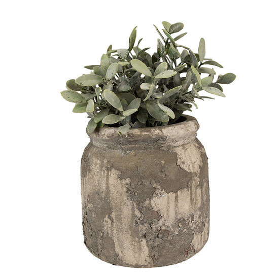 Clayre &amp; Eef   | Bloempot Binnen Grijs Beige &oslash; 14x13 cm | 6TE0518M