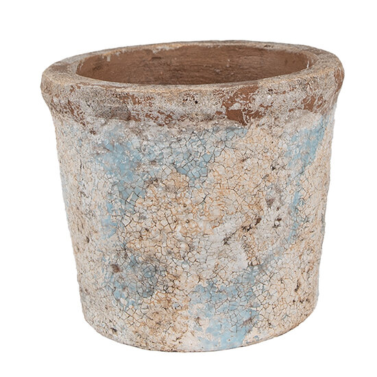 Clayre &amp; Eef   | Bloempot Binnen Beige Blauw &oslash; 15x13 cm | 6TE0519M