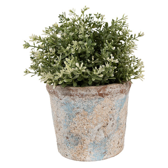 Clayre &amp; Eef   | Bloempot Binnen Beige Blauw &oslash; 15x13 cm | 6TE0519M