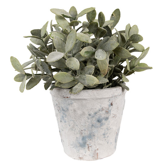 Clayre &amp; Eef   | Bloempot Binnen Wit Blauw &oslash; 12x11 cm | 6TE0520M