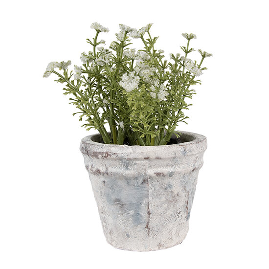 Clayre &amp; Eef   | Bloempot Binnen Wit  Blauw &oslash; 10x8 cm | 6TE0520S