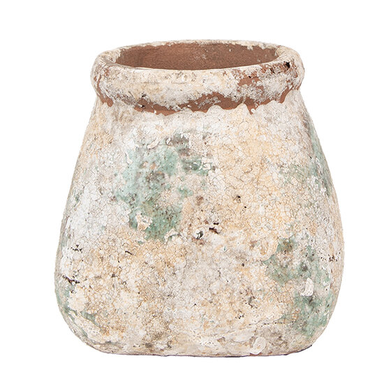 Clayre &amp; Eef   | Bloempot Binnen Beige Grijs 14x14x13 cm | 6TE0532M